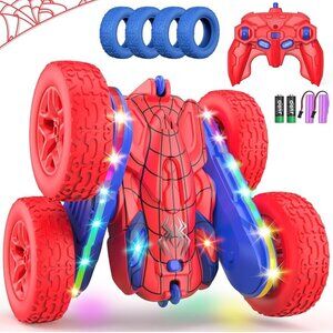 Remote Control Spider RC Car Double Sided 360 Spin Car Toy with Lights for Kids
